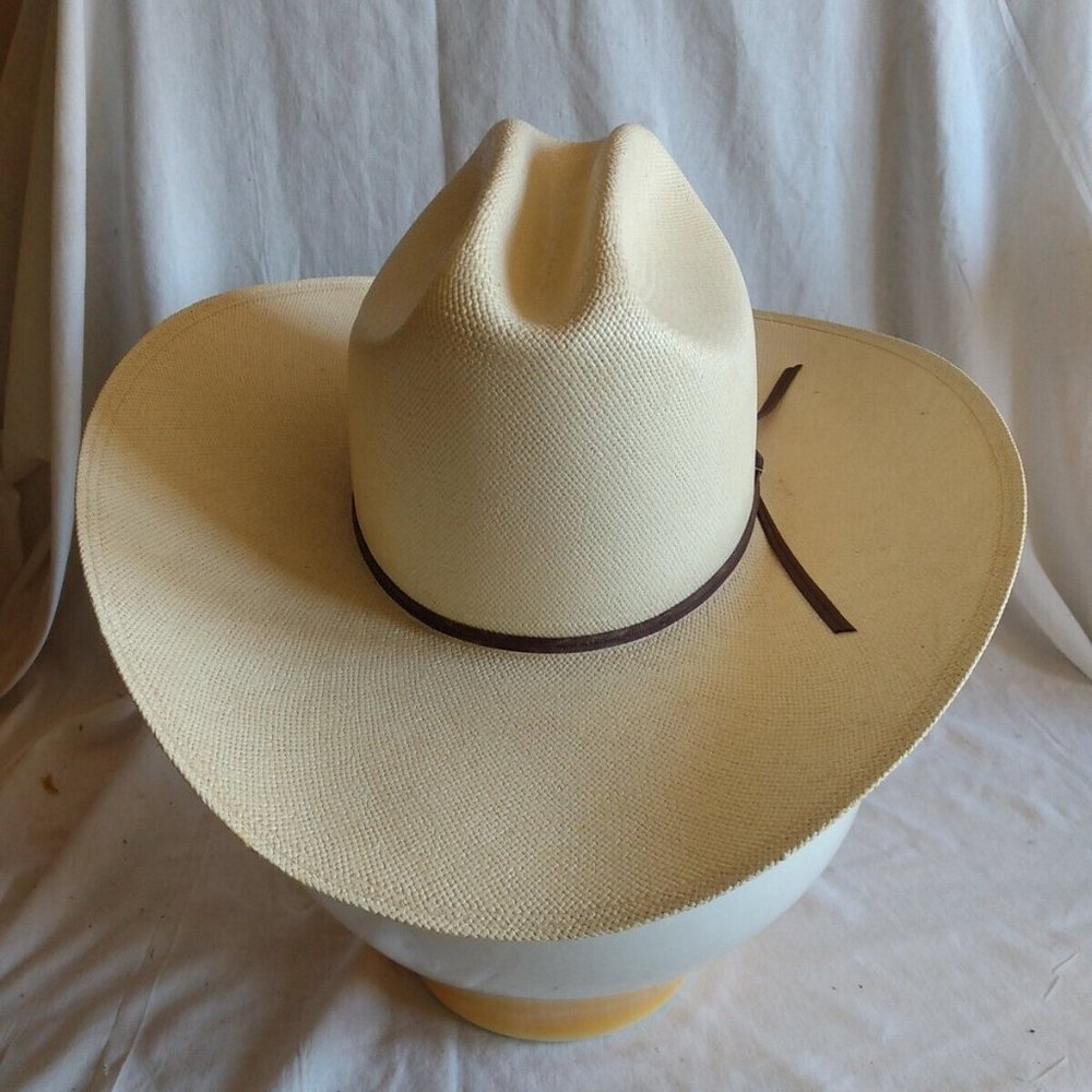 Mens Resitol Straw Hat, SZ 7 , Long Oval Vinyl Coat USA